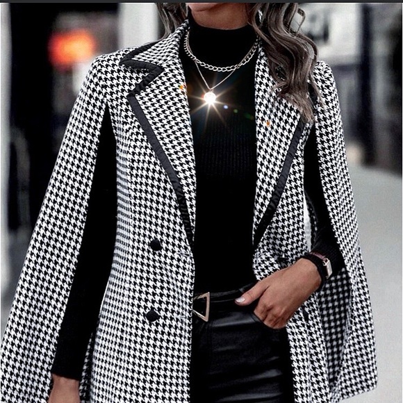 NWT, Lavishly Paris Women’s Designer Houndstooth Cloak Style Blazer. - Picture 14 of 16